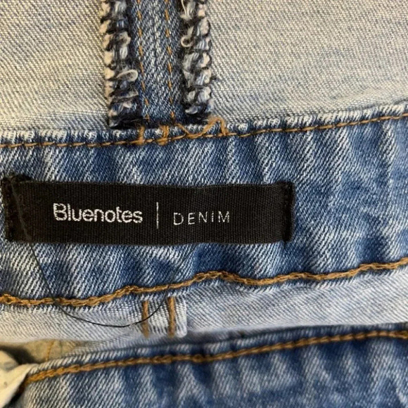 BLUENOTES Denim Overalls Blue Light Wash Bibbed Cotton Tapered Leg Boho Size XS - Picture 7 of 11